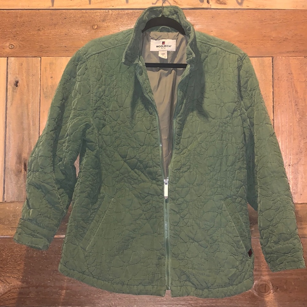 Like New Woolrich moss green courderoy zip jacket